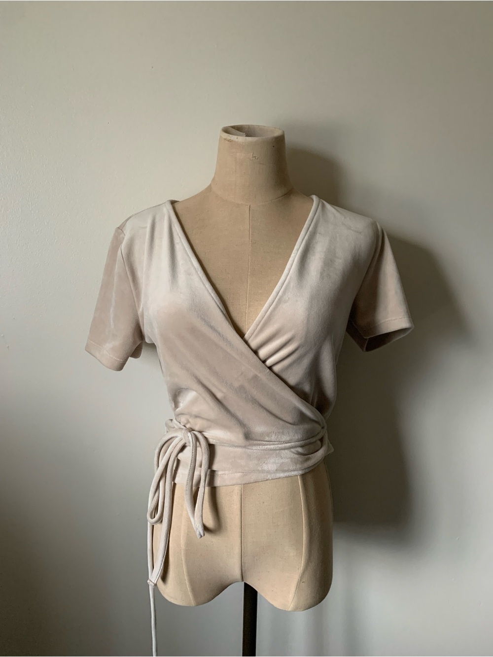 Forever 21 Nude Velvet Wrap Around Top